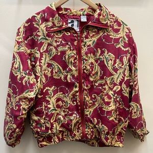 Ac-tiv-ology vintage 100% silk jacket shoulder pads floral large